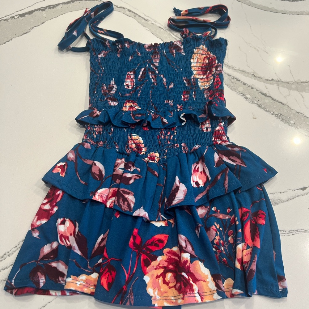 Tweenstyle by Stoopher Girls Smocked Ruffles Tie Straps Dress Size 10